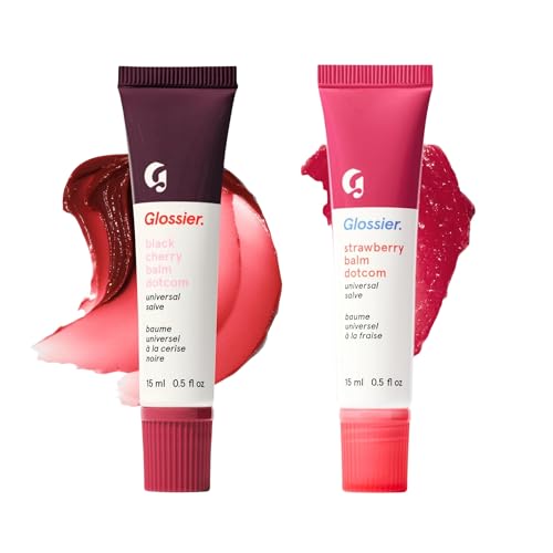 Glossier Lip Duo - Strawberry & Black Cherry Tinted Balm (15ml), Hydrating Lip Care with Sheer Pink & Burgundy Tints for