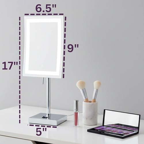 JERDON Lighted Makeup Mirror with 5X Magnification - Chrome - - Product Imagery