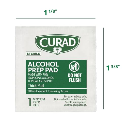 CURAD Alcohol Prep Pads, 400 Count, Medium 70% Isopropyl Alcohol - Product Imagery