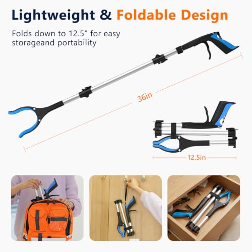 36 Inch Foldable Grabber Reacher Tool, 2 Pack for Seniors - Product Imagery