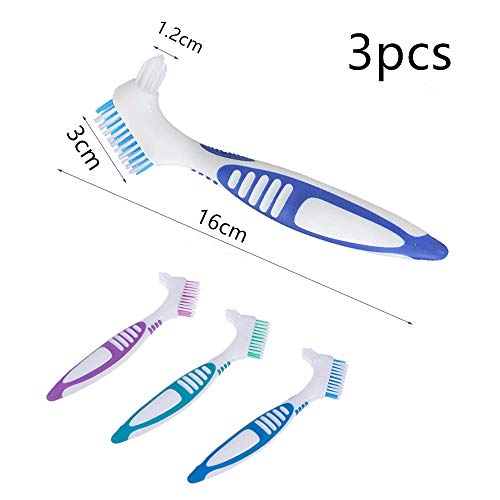 3 Pcs Denture Cleaning Brush Portable Cleaning Brush False Teeth - Product Imagery