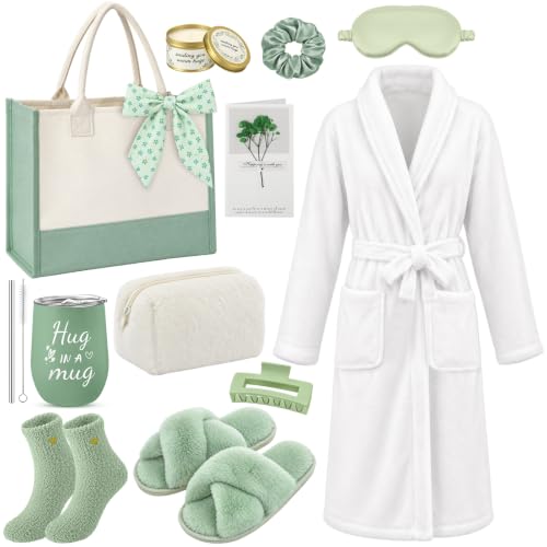 Patelai 12Pcs Self Care Spa Gift for Women Get Well Soon Basket, Sage Green