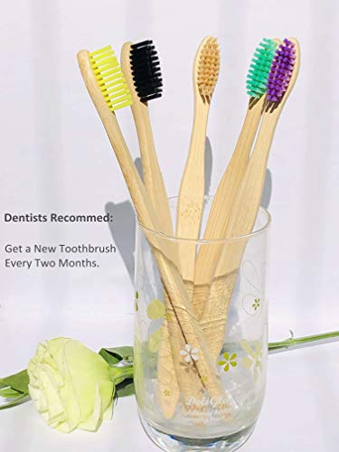 Bamboo Toothbrushes 10 Pack, Medium Soft Bristles BPA Free - Product Imagery