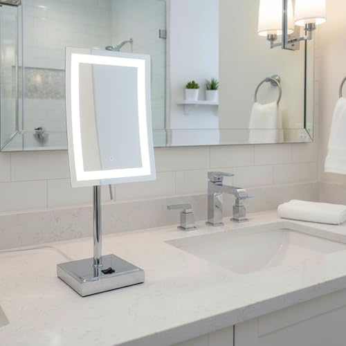 JERDON Lighted Makeup Mirror with 5X Magnification - Chrome - - Product Imagery