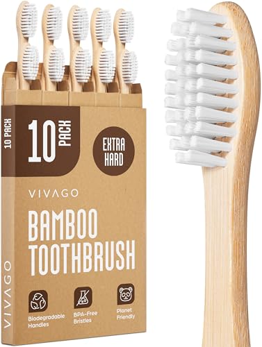 VIVAGO Extra Hard Toothbrushes for Adults - 10 Pack - Product Imagery