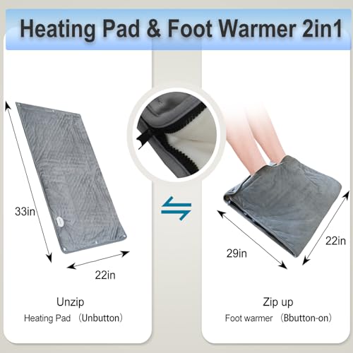 Heating Pad Extra Large 22x33 & Foot Warmer Double Sided 2 in 1, - Product Imagery