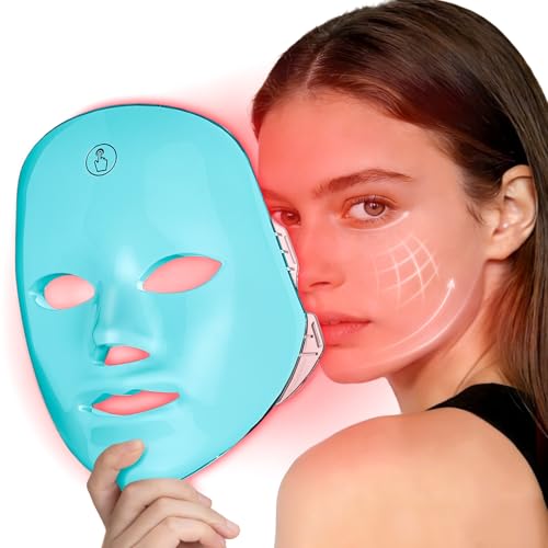 Facego Red Light Mask for Face, 7 Color Red Light Facial Masks, At-Home Facial Care Device, Portable, Cordless, and Rech