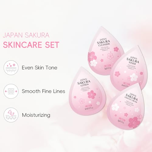 Sakura Travel Skincare Sets, 60pcs Mini Travel Skin Care kit - Product Imagery