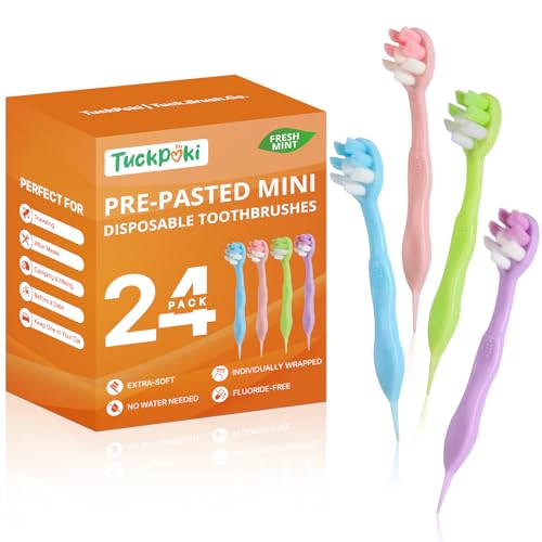 Mini Disposable Travel Toothbrushes with Toothpaste, 24 Count - Product Imagery