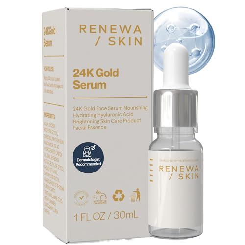 Renewa Skin 24K Gold Niacinamide Serum for Face – Hydrating & Brightening Facial Serum with Ginseng Extract – Helps Smoo