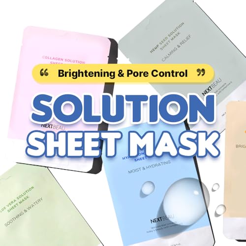 NEXTBEAU Solution Sheet Mask Variety Pack, 10 Count (5 Types x 2 - Product Imagery