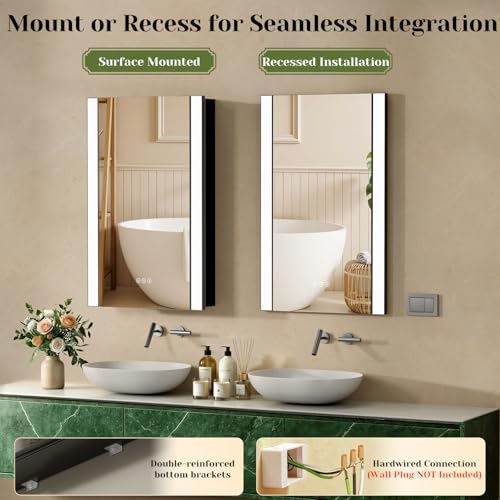 ACEMIRO 20x32 Inch Lighted Medicine Cabinet, Modern Bathroom - Product Imagery