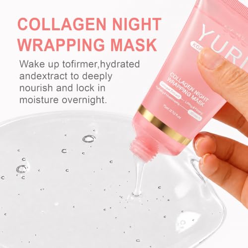 Collagen Night Wrapping Mask, Overnight Peel Off Face Mask with - Product Imagery