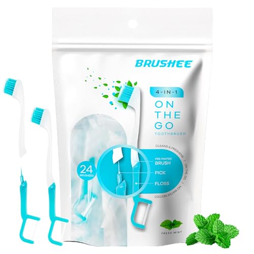 Brushee Disposable Travel Toothbrush, Fresh Mint Prepasted - Product Imagery