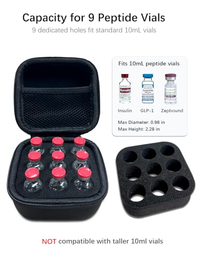 Cruxer Peptide Case for 10ml U-100 Medicine Vials, 9-Slot Vial - Product Imagery