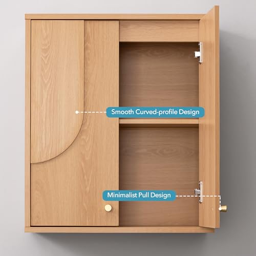 VANIRROR Wood Wall Mount Medicine Cabinet Bathroom Storage with - Product Imagery