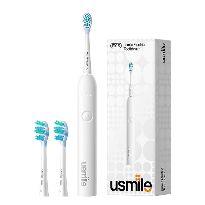 usmile P10S Sonic Electric Toothbrush, 180-Day Battery, White – White, Natural