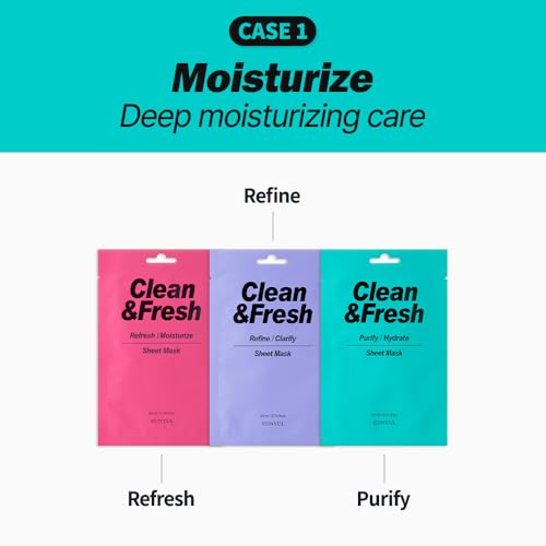 EUNYUL Clean & Fresh Sheet Mask Set, Pack of 10, 0.74 fl oz - Product Imagery