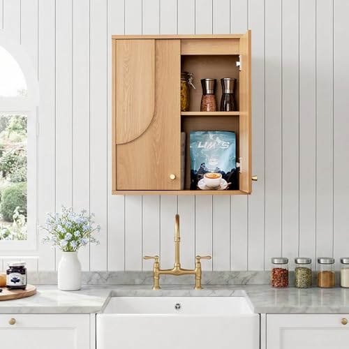 VANIRROR Wood Wall Mount Medicine Cabinet Bathroom Storage with - Product Imagery