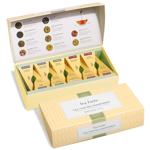 Tea Forte Tea Sampler, 10 Pyramid Infuser Bags, Premium Tea Gift Set