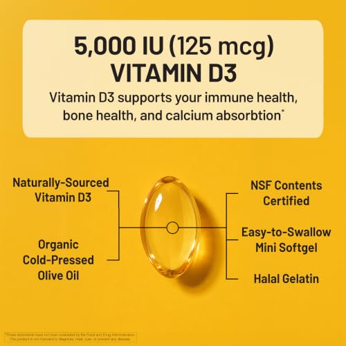 NatureWise Vitamin D3 5000IU Supplement, Immune Support, 360 - Product Imagery