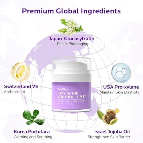 ZealSea Retinol Cream for Face with Collagen - Anti Aging Facial - Product Imagery