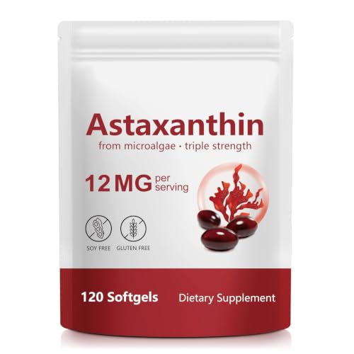 Astaxanthin Supplements 12mg, Premium Astaxanthin Antioxidant - Product Imagery