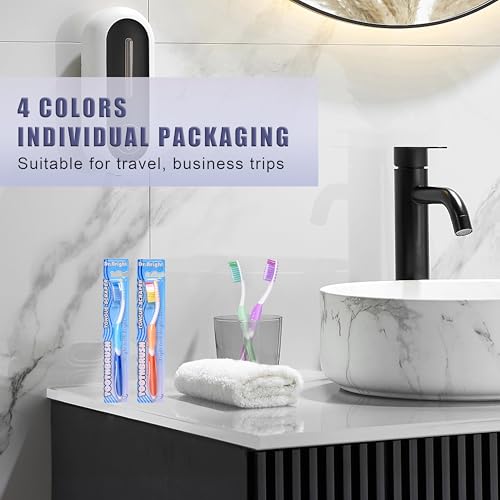 Medium Adult Toothbrushes with Tongue Cleaner, 8 Pack - Product Imagery