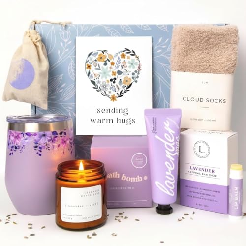Unboxme Gifts Unboxme Lavender Spa Gift Set for Women — Mother’s Day Gifts with Scented Candle, Bath Bomb, Hand Cream & 