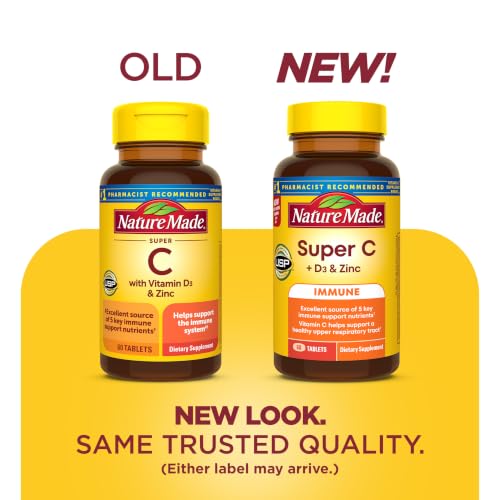 Nature Made Super C Tablets with Vitamin D3 and Zinc, 60 Tablets - Product Imagery