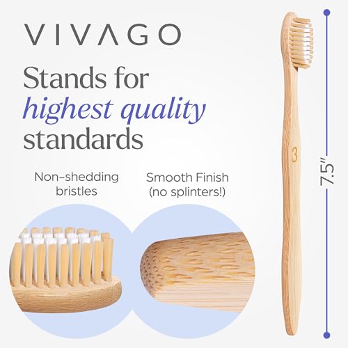 VIVAGO Bamboo Toothbrushes - Medium Bristles Toothbrushes for - Product Imagery