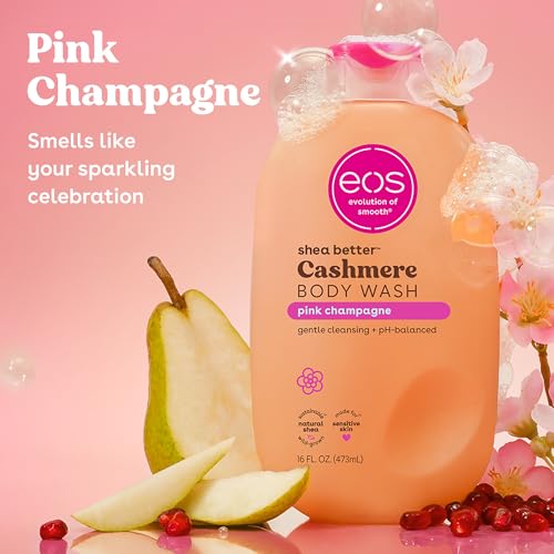 eos Cashmere Body Wash- Pink Champagne, Creamy Gel, Shea Butter, - Product Imagery