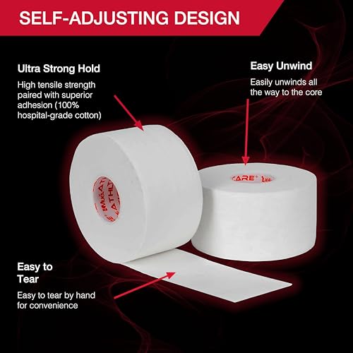 Mueller Sports Medicine Premium Athletic Tape, 10 Pack, White - - Product Imagery