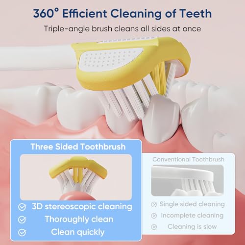 EASICUTI Soft Toddler Toothbrushes, Efficient 3 Sided - Product Imagery
