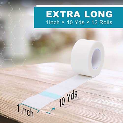 LotFancy Paper Medical Tape, 12 Rolls 1inch x 10Yards, Surgical - Product Imagery