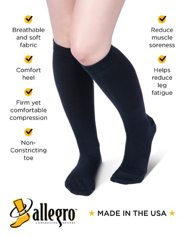 Allegro Unisex Cotton Knee High Firm Graduated Compression Socks - Product Imagery