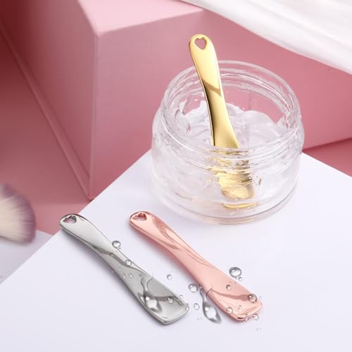 3 PCS Mini Metal Makeup Spatula, Reusable Skin Care Cosmetic - Product Imagery