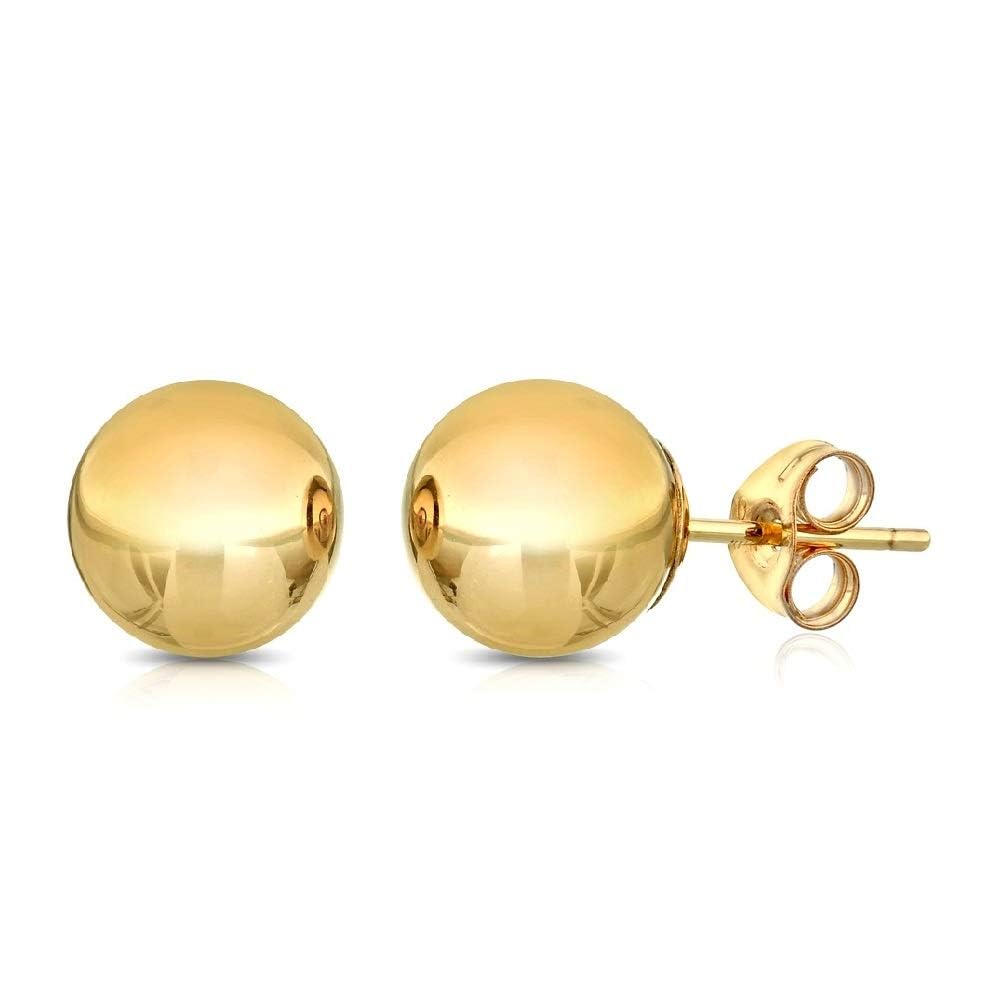 Pori Jewelers Premium 14K Gold Ball Stud Earrings - Available in Yellow, Rose & White Gold- Multiple Options Available –