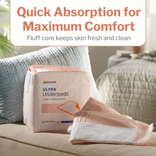 McKesson Underpads Bed Pads, Heavy Absorbency, Peach, 30 x 36 - Product Imagery