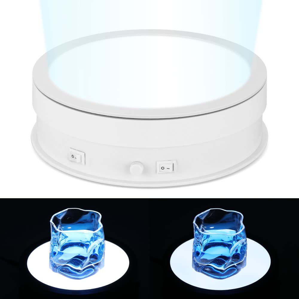 Flyrivergo Rotating Display Stand with LED Light 7.9in/44lb – product photo (Turntables)