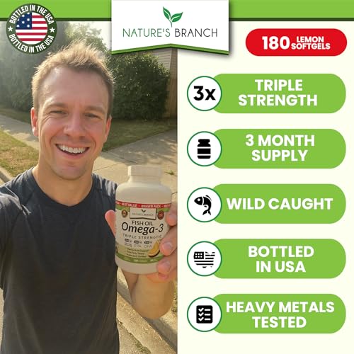 Triple Strength Omega 3 Fish Oil for Heart Health, Brain & Eyes - Product Imagery