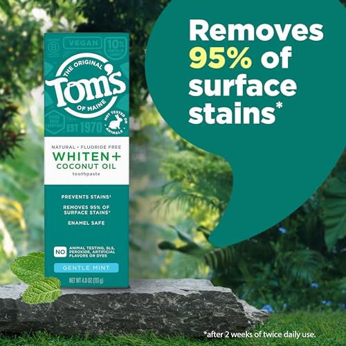 Tom's of Maine Whiten and Coconut Oil Toothpaste, Gentle Mint, 3 - Product Imagery