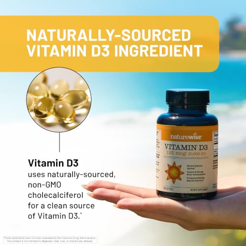 NatureWise Vitamin D3 5000IU Supplement, Immune Support, 360 - Product Imagery