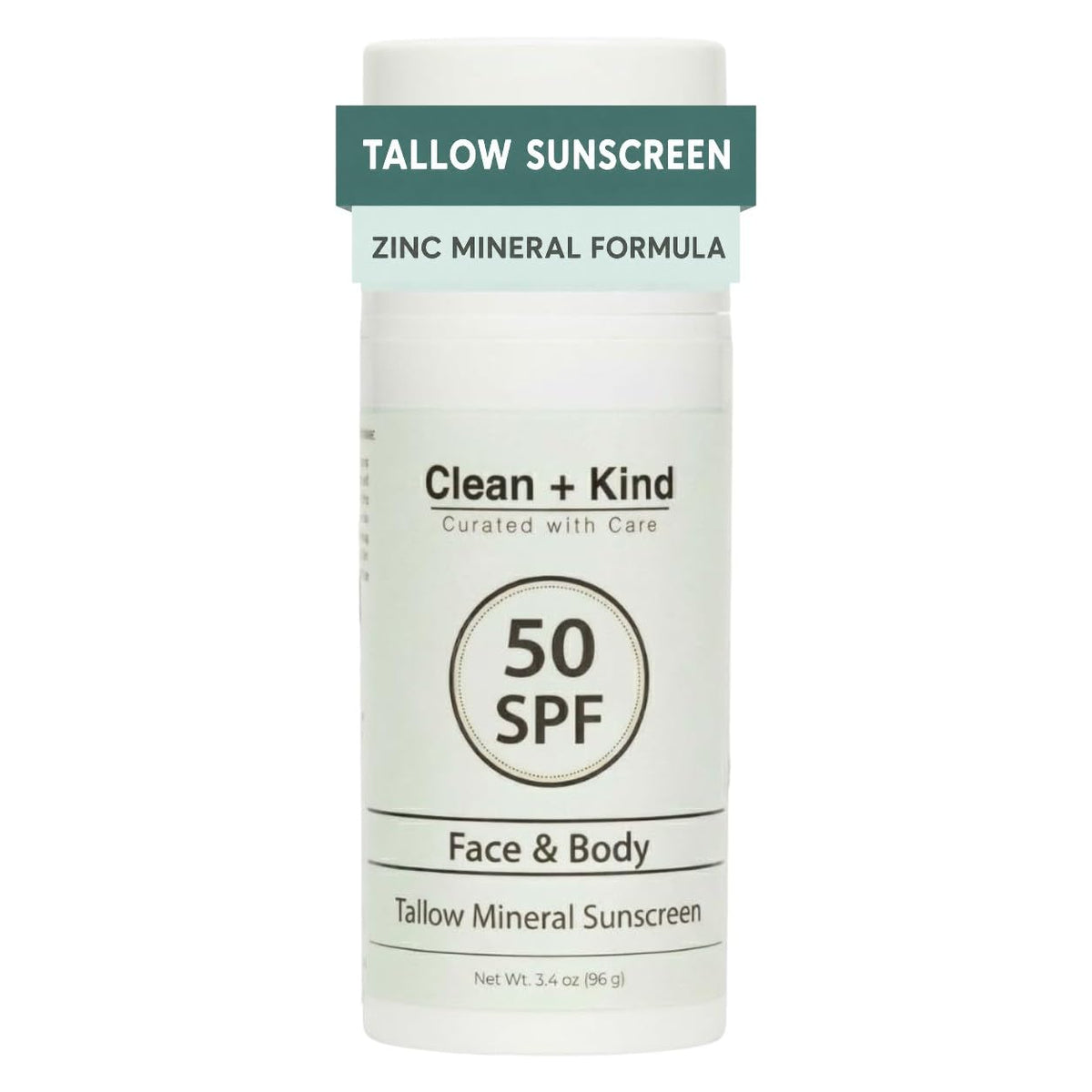 Clean + Kind Organic Beef Tallow Sunscreen SPF 50 Zinc Oxide Vanilla Travel – product photo (Body Sunscreens)