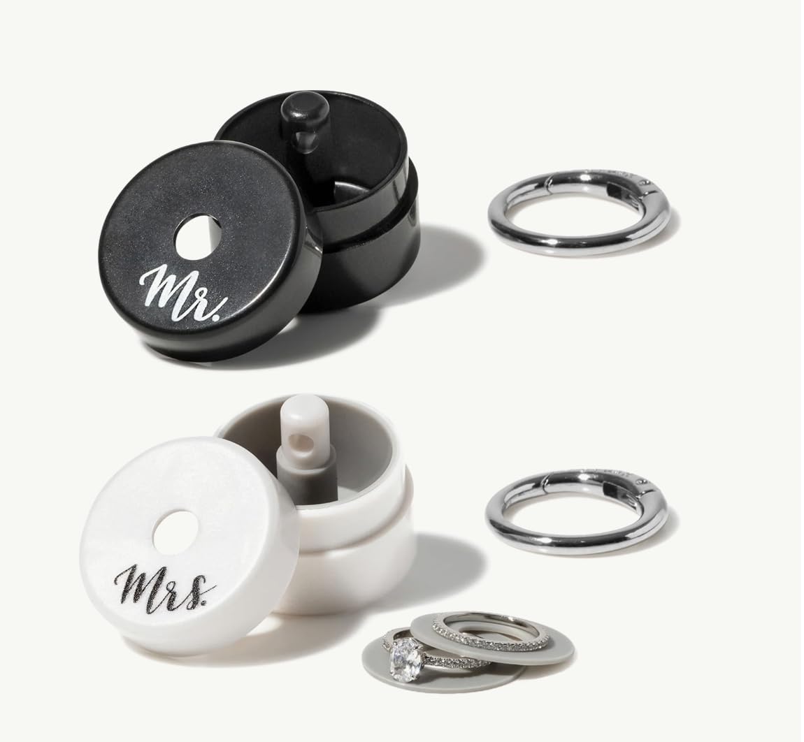 Lion Latch Travel Jewelry Box Case,Ring Holder (Mr. & Mrs) – Mr. & Mrs, Plastic