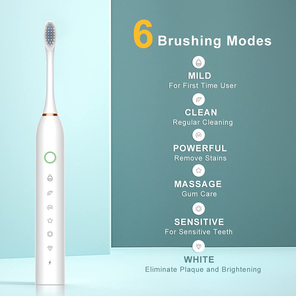 SUNPRO 2 Pack Sonic Electric Toothbrush Rechargeable Brush 6 - SUNPRO Official Imagery - 4