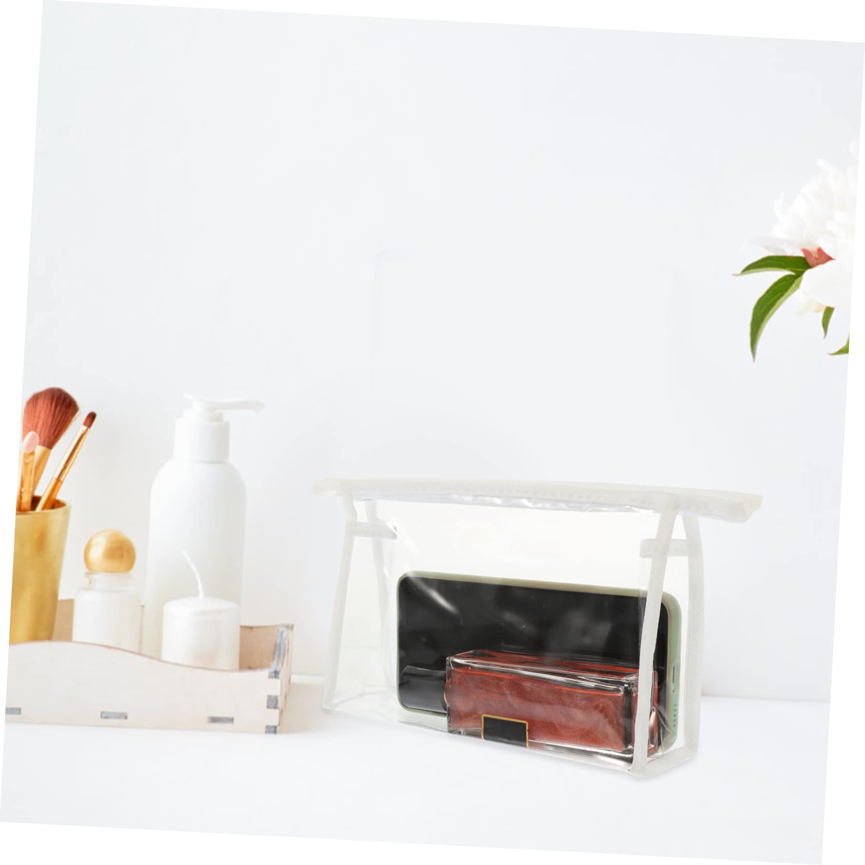 EXQUIMEUBLE 4-piece travel skincare and cosmetic case with zippered compartments, lightweight design for toiletries and makeup storage.