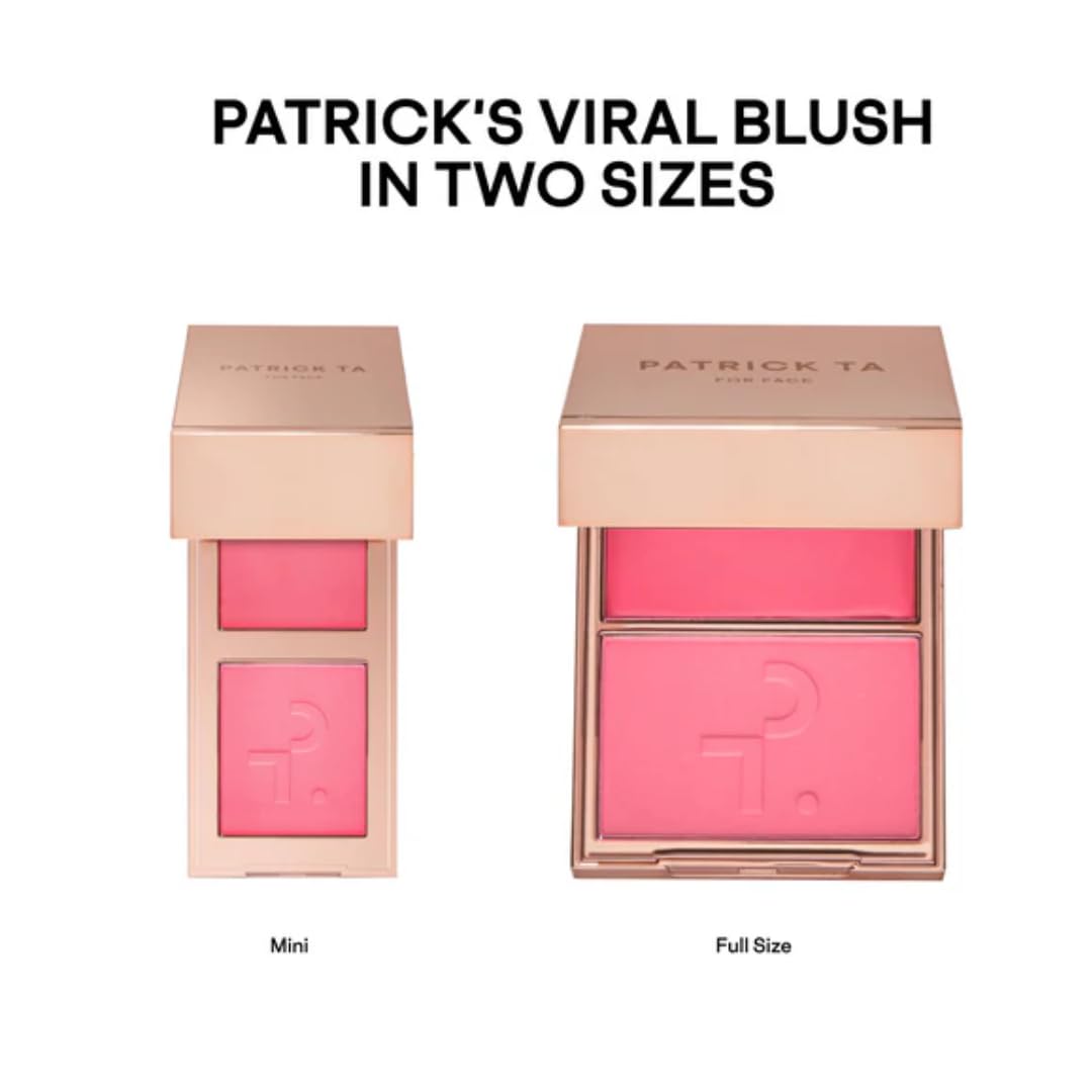 Patrick Ta Double-Take Mini Blush Duo, She Goes to the Gym, Cream and Powder, 0.25 Ounce, Natural Radiant Finish – full 
