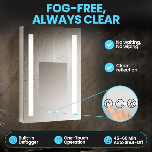 Blossom LED Medicine Cabinet Mirror for Bathroom, 24x32 Inch | - Product Imagery