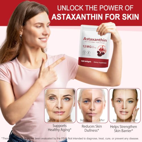 Astaxanthin Supplements 12mg, Premium Astaxanthin Antioxidant - Product Imagery